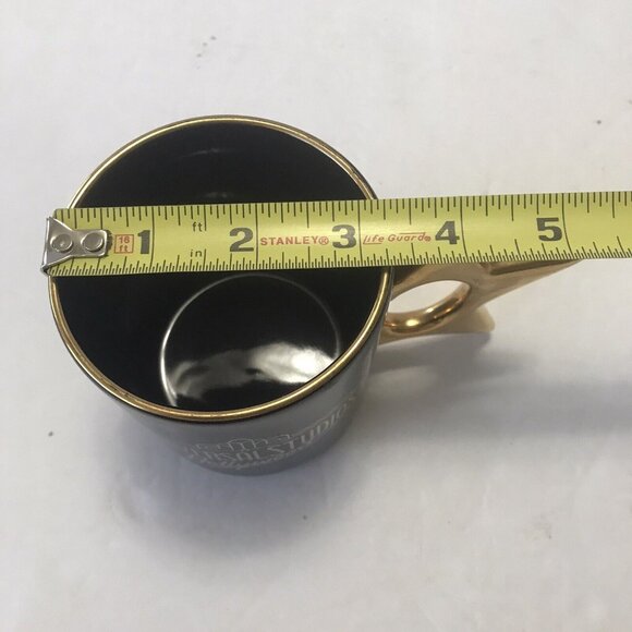Universal Studios Hollywood Star Handle Coffee Mug Cup Black Gold Logo Trim Tea - Picture 5 of 6